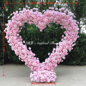 Arche en forme de cœur en soie réaliste faite à la main, super romantique, <span class=keywords><strong>fleur</strong></span> artificielle pour la décoration de mariage et de la fête des mères - Product Image 2