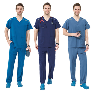 Haut de blouse médicale extensible 2 directions pour homme Med <span class=keywords><strong>Couture</strong></span> en tissu polyester Dobby, lavable en machine, avec poche poitrine, fourniture ODM - Product Image 1