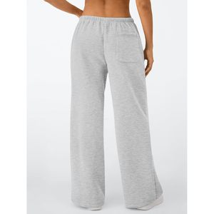 Pantalones de chándal anchos para mujer, de talle bajo, holgados, con cordón, con bolsillos, 100% algodón, tela de rizo, transpirables, joggers - Product Image 5