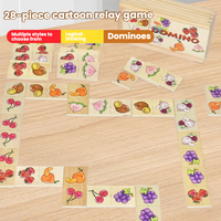 Jouets éducatifs Montessori pour enfants, apprentissage, 28 pièces, cartes de puzzle d'animaux et de fruits pour enfants, jeu de dominos