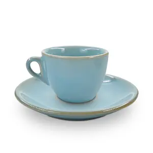 Nuovo arrivo in ceramica blu tazza e piattino set regalo tazza di caffè set piattino