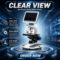 LED Illumination School Lab Microscope with 7 Inch Monitor