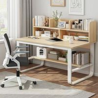 Bureau d'ordinateur en bois avec étagère, table de travail et d'étude écologique pour la maison ou le bureau, design moderne et simple