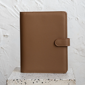 Custom Brown Daily Use A5 Size PU <b>Leather</b> Hardcover <b>Binder</b> Set for Business and Student Diary Loose-leaf Notebook - Product Image 1
