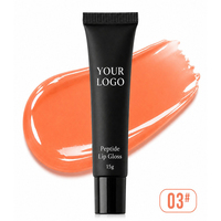 Gloss à lèvres 15g Marque Privée Logo Personnalisé 20 Teintes Peptide Hydratant Tube Noir Maquillage Vente en Gros