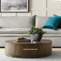 Luxe Moderne Patio Table Basse Confortable Portable Artisan Teck Bois Rustique Pieds En Acier pour Hôtels Parcs Appartements Villas