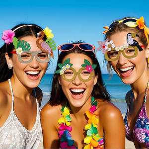 Lunettes de soleil amusantes pour fête hawaïenne tropicale, avec motifs ballon de <span class=keywords><strong>plage</strong></span>, flamant rose, <span class=keywords><strong>cocotier</strong></span>, accessoires de photomaton, fournitures de décoration estivales - Product Image 6