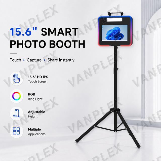 15.6 Inch DSLR Photo Booth Touch Screen Adjustable Tripod Selfie Machine for Wedding Party Event Rental