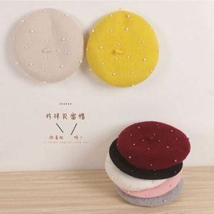 11 Colors Cheap Fashion Wholesale Kids Beret <b>Hats</b> Beret <b>for</b> Baby Girl With Pearls - Product Image 4