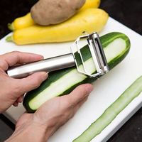 Handmatige roestvrijstalen PP duurzame fruit- en groentehakselaar, julienne-snijder, schijfmachine voor meloen, aardappel, wortel, komkommer