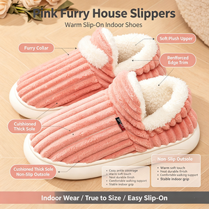 <strong>Ladies</strong> Warm Fuzzy Lined Closed Back House <strong>Slippers</strong> Thick Sole Non Slip Ankle <strong>Bootie</strong> Indoor Outdoor Winter Home Shoes Wholesale - Product Image 5