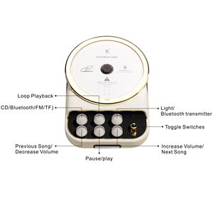 2025 dernier <span class=keywords><strong>lecteur</strong></span> de <span class=keywords><strong>CD</strong></span> rétro Portable 4-en-1 avec haut-parleur BT sans fil Radio FM lumière LED prise en charge de la carte TF multi-fonctionnalité - Product Image 4