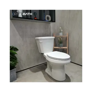 Ortonbath 14" Rough In Two Piece Elongated Ada Compliant Toilet Siphonic Single Side Lever Flush Bathroom Wc Toilet