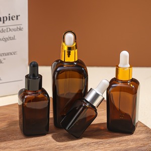 En stock – Flacon compte-gouttes carré en verre ambré brun de 10 ml, 20 ml, 30 ml, 50 ml, 100 ml pour sérum visage et huiles essentielles – En vente - Product Image 4