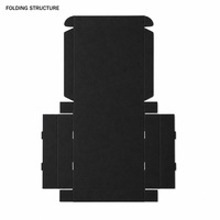 Boîte cadeau noire carrée à rabat peu profond, étanche, pliable, à cavité ouverte, pour la vente au détail, avec personnalisation et gaufrage