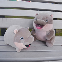 Mignonnes pantoufles en peluche en forme d'hippopotame rieur, modèle Moo Deng