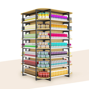 Copertura del pilastro in legno <span class=keywords><strong>scaffale</strong></span> del supermercato colonna mensola con luce e cassetto - Product Image 1