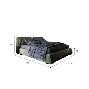 Ý Giường Phong Cách Mới Rắn Gỗ Khung Vua Kích Thước Velvete Giường Đôi Khác Phòng Ngủ Giường Sang Trọng Với Vải - Product Image 4