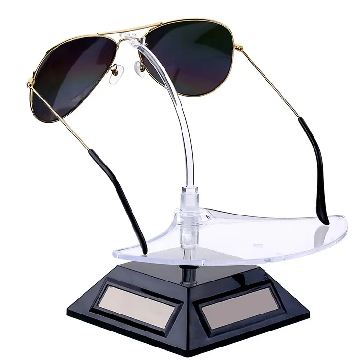 Solar-powered rotating sunglasses display stand eyewear display shelves rack