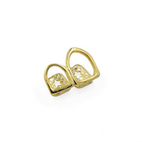Grillz RQ Hollow Open Face Double Tooth, plaqué or jaune, pour les deux canines droites supérieures