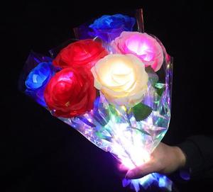Ánh <span class=keywords><strong>s</strong></span>áng lên Hoa Hồng Bó hoa Led phát <span class=keywords><strong>s</strong></span>áng Nhân Tạo Hoa lụa Valentines ngày của mẹ quà tặng cho nhà đám cưới centerpieces Đảng trang trí nội thất - Product Image 6