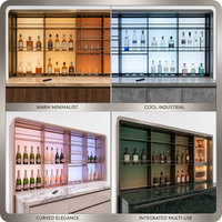 Armoire de cuisine haut de gamme en acier inoxydable et acrylique avec éclairage RGB intégré pour salle à manger moderne et rangement de cuisine