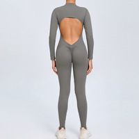 Combinaison de sport pour femme à manches longues zippée, combinaison de yoga sexy pour femme, sensation de peau nue, combinaison de sport pour femme, couleur unie, séchage rapide