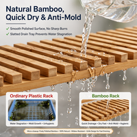 Égouttoir de séchage multifonctionnel pliable à trois niveaux en bambou naturel pour biberons, tasses, mugs, assiettes et épices, idéal pour la cuisine - Vente en gros