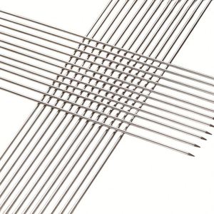 Brochetas de 30 cm, 10 unidades, varillas para asar kebab, brochetas reutilizables de acero inoxidable para barbacoa con mango de madera - Product Image 3