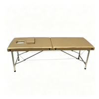 Table de massage pliable robuste à 2 sections avec pieds en acier inoxydable, lit de spa professionnel