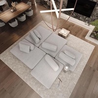Sofá Modular en Forma de Isla con Asientos Profundos Configurables, Perfil Bajo, Estructura de Madera Sólida para Sala de Estar, Canapé al por Mayor