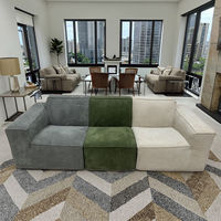 Canapé modulaire moderne personnalisable en velours côtelé moelleux pour salon, sectionnel carré disponible en plusieurs couleurs pour hôtels