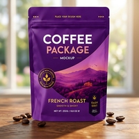 Sacs à café à fond plat personnalisés en aluminium imprimé avec valve pour l'emballage des grains de café
