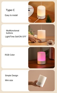 ठंडा धुंध मिनी एयर ह्यूमिडिफायर 2025 नए सफेद रात लैंप तेल विसारक - Product Image 6