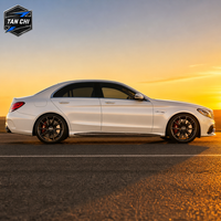 Lot de 4 jupes latérales en fibre de carbone pour Mercedes-Benz Classe C W205 C63 AMG, style PSM, finition brillante avec revêtement UV transparent, fixation par boulons