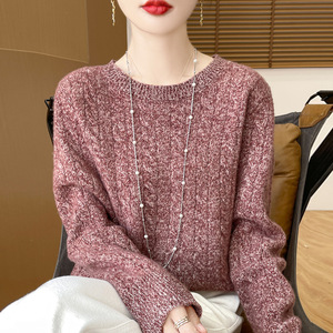 Suéter de Punto con Cuello Redondo y Manga Larga para <span class=keywords><strong>Mujer</strong></span>, Estilo Coreano, 100% <span class=keywords><strong>Lana</strong></span>, Otoño Invierno, Nuevo, en Oferta - Product Image 1