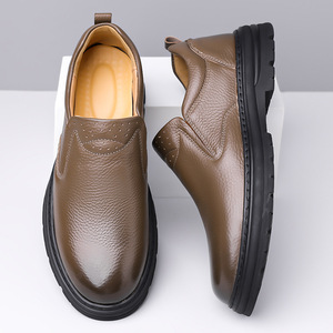 Zapatos de Negocios de Cuero Genuino para Hombre, Punta Redonda, con Cordones, Suela de Goma Antideslizante, Forro de Felpa para Invierno, Zapatos Casuales Cómodos - Product Image 3
