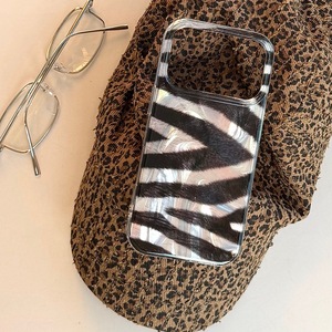 Coque de téléphone portable anti-traces de doigts à motif zèbre et imprimé tigre avec strass pour iPhone 15/14 Pro et 17/16 – Housse de protection personnalisée - Product Image 3