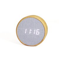 Réveil numérique créatif rond en bambou avec affichage LED, commande vocale, veilleuse lumineuse, alimentation USB – Idéal comme cadeau