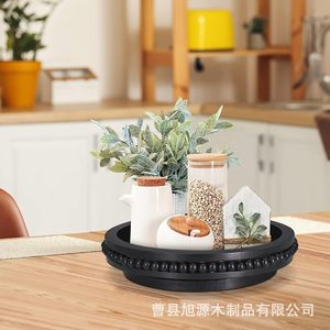 Plateau rond en bois pour bougies et aromathérapie, plateau à gâteau de restaurant, plateau à perles en bois, rotatif - Product Image 4