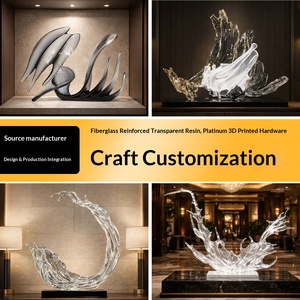 Escultura Abstracta de Resina Transparente, Cristal de Platino, Piedra Taihu, Decoración de Entrada de Hotel, Ondas Auspiciosas de Alta Gama - Product Image 4