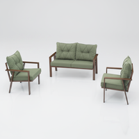 Ensemble table et chaises de balcon en fer à motifs boisés, style moderne, pour mobilier d'extérieur d'hôtel KUGU