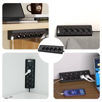 Multiprise d'angle de bureau standard européenne 9-en-1 avec 2 ports USB-A ; 2 ports USB-C ; 5 prises secteur 220V-240V