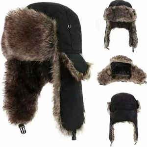 Phong cách mùa đông ushanka hat cho nam giới Thỏ lông lenin hat với Windproof tai cánh tà usr phong cách retro - Product Image 1