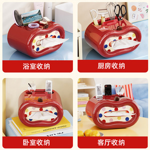Creative Apple Tissue Box With Organizer For Living Room Multifunctional Storage Polka Dot Design - Product Image 4
