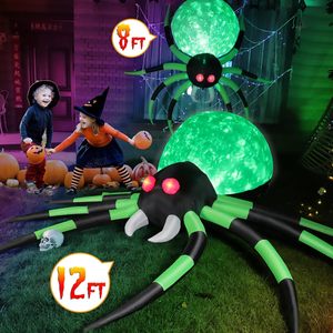 Grande araignée verte gonflable de 12 pieds pour Halloween, décoration extérieure, araignée géante gonflable avec lumières de flamme et yeux rouges lumineux - Product Image 5