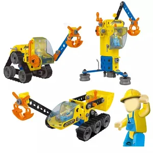 117pcs City Quarrying Term Building Block 6 in 1 Engineering trucks Crane and Excavator DIY Block for 5-6 Years Children