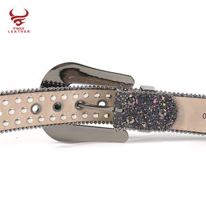 Cinturón de diseñador de diamantes de imitación <span class=keywords><strong>verde</strong></span> de cuero PU sintético occidental personalizado Bb <span class=keywords><strong>Simon</strong></span> - Product Image 6