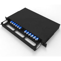 Kualitas tinggi 1U Core 48 Port Spcc 19 inci konektor tahan air untuk FTTH untuk kabel dan Panel Patch serat optik