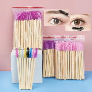 Disposable Nylon Lash Wands Bamboo Brushes Eyelash Back Lash Bath Brushes Bamboo Sisal Bath Brush Set